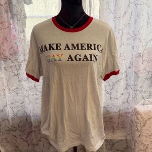 Hot Topic White Ringer Tee size L